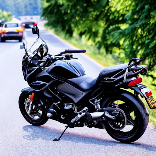 018_a black motorcycle is parked by the side of the road.png